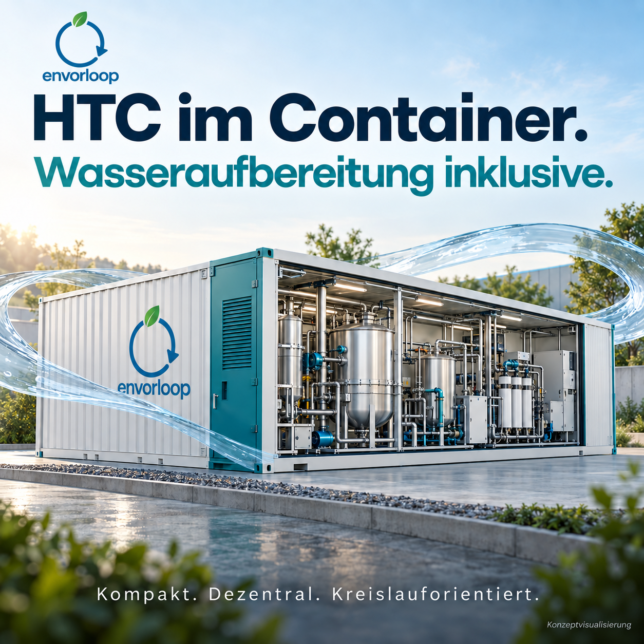 Konzeptvisualisierung einer containerisierten CarbonFlow-Anlage